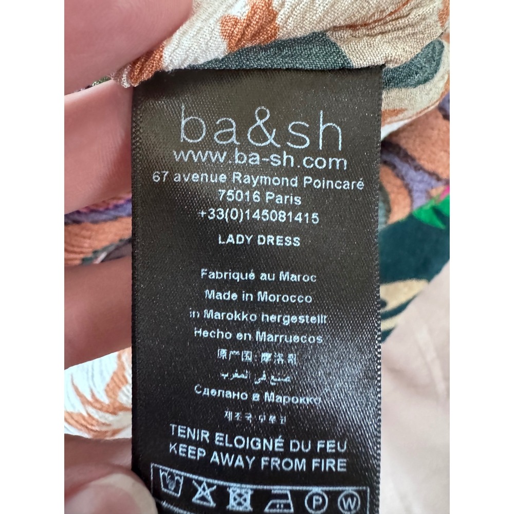 Ba&sh Lady Dress Silk Bohemian Paisley Print Mini V-Neck Multi-Color Size XS - Picture 9 of 10